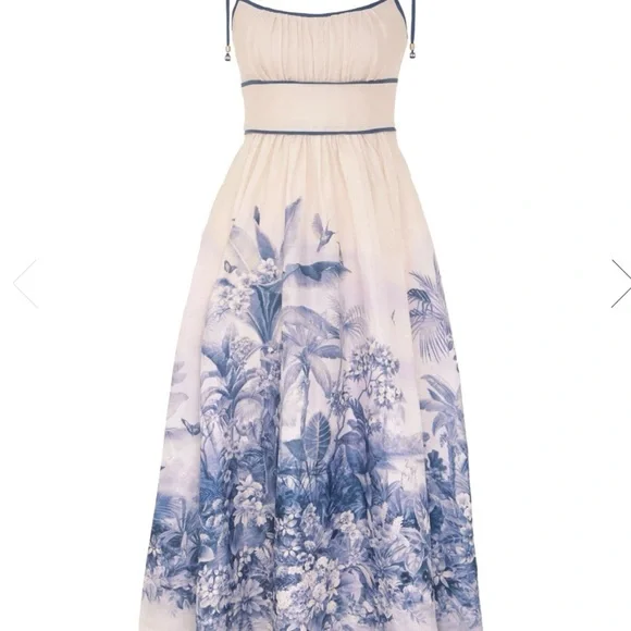 Zimmermann | Dresses | Zimmermann Cream And Blue Maxi Dress | Poshmark